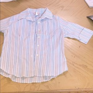 Blue and tan stripped button down